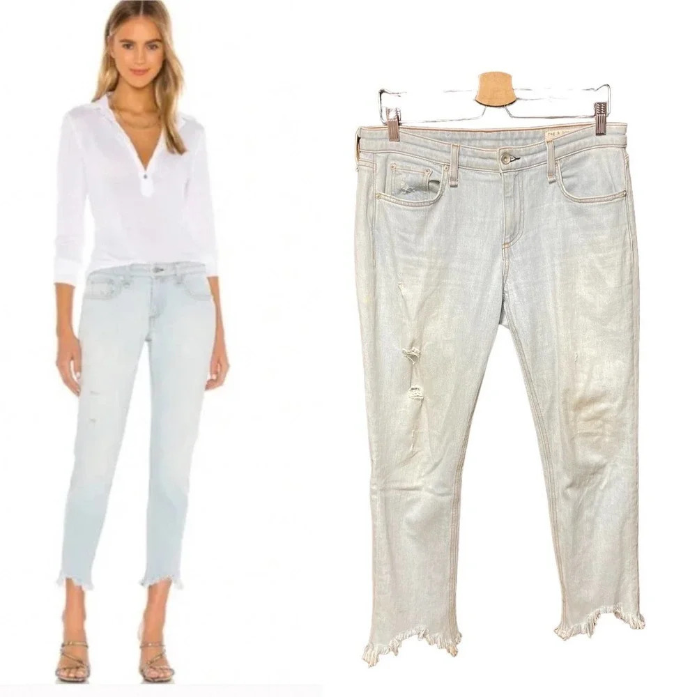 Rag and Bone Dre Jeans Low-Rise Slim Boyfriend Blue Medium Wash Size 28